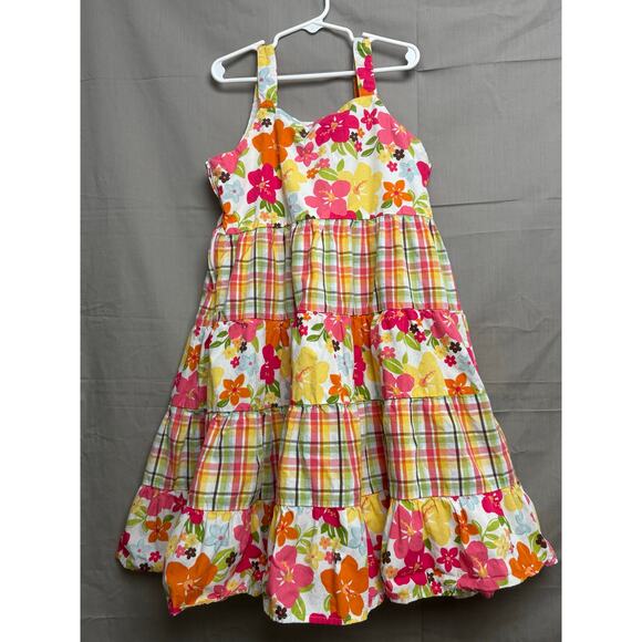 Gymboree Girls’ Summer Aloha Sunshine Tropical Floral Plaid Tiered Dress Size 10 - Picture 3 of 5